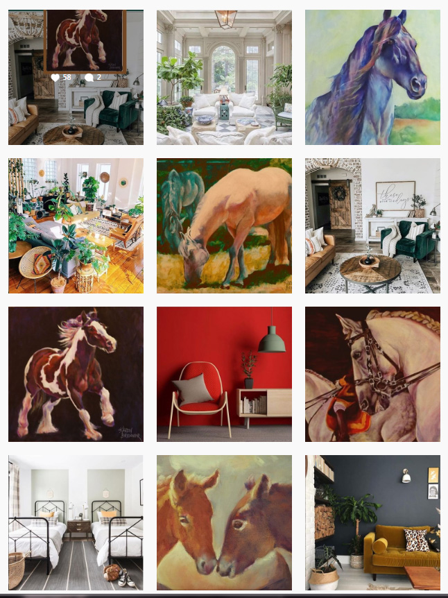 Horse Paintings by Karen Brenner on Instagram features Virtual Pairings